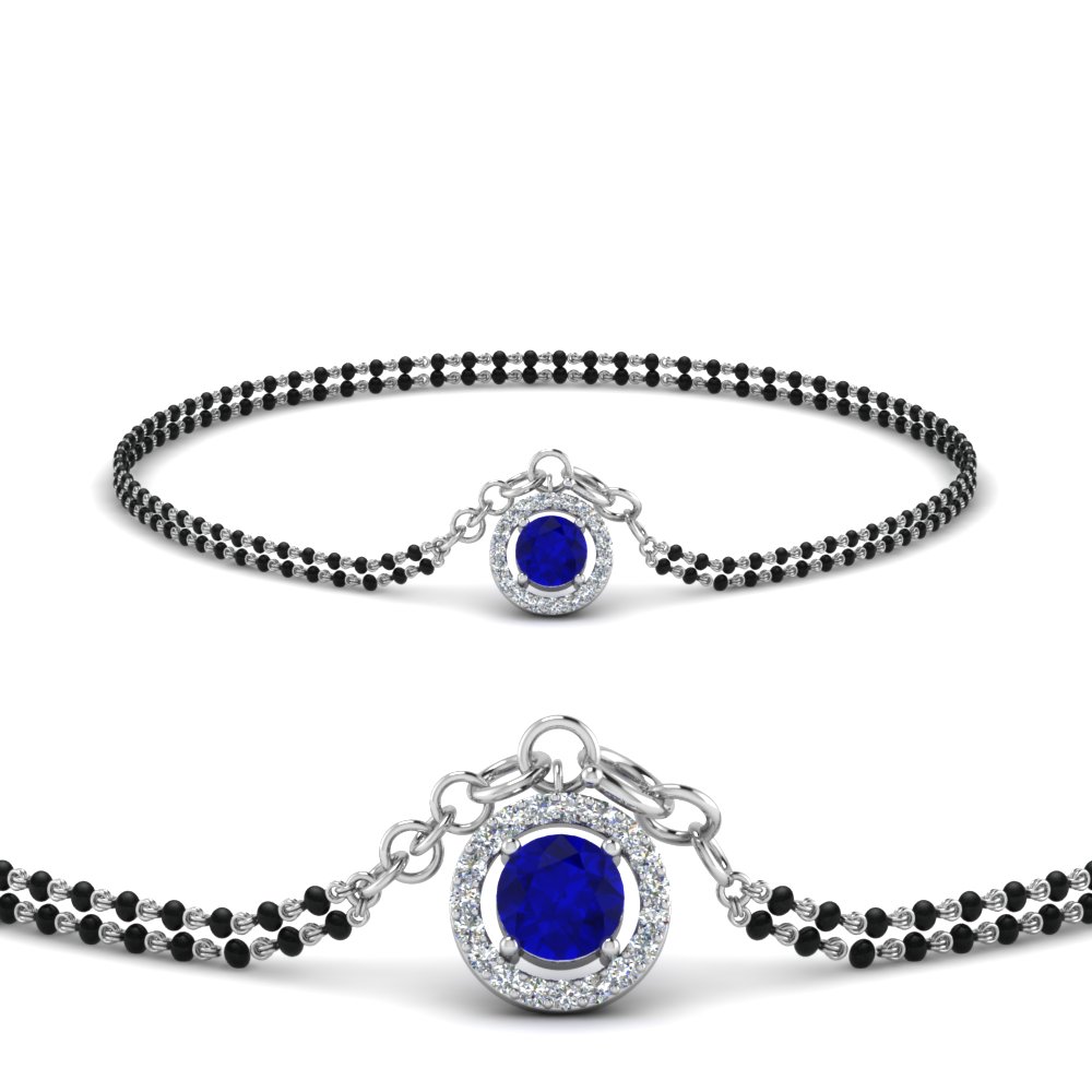 Round Shaped Sapphire Drop Mangalsutra Bracelet