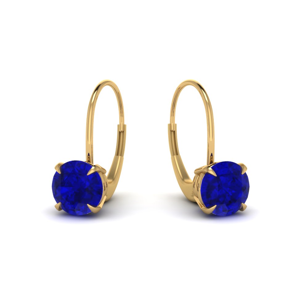 Sapphire Leverback Hoop Earring In 14K Yellow Gold | Fascinating Diamonds