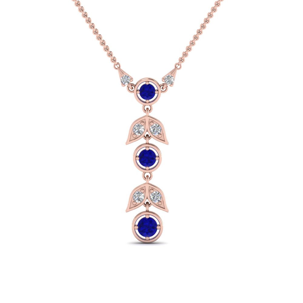 sapphire petal diamond drop necklace in rose gold FDPD8598GSABLANGLE2 NL RG