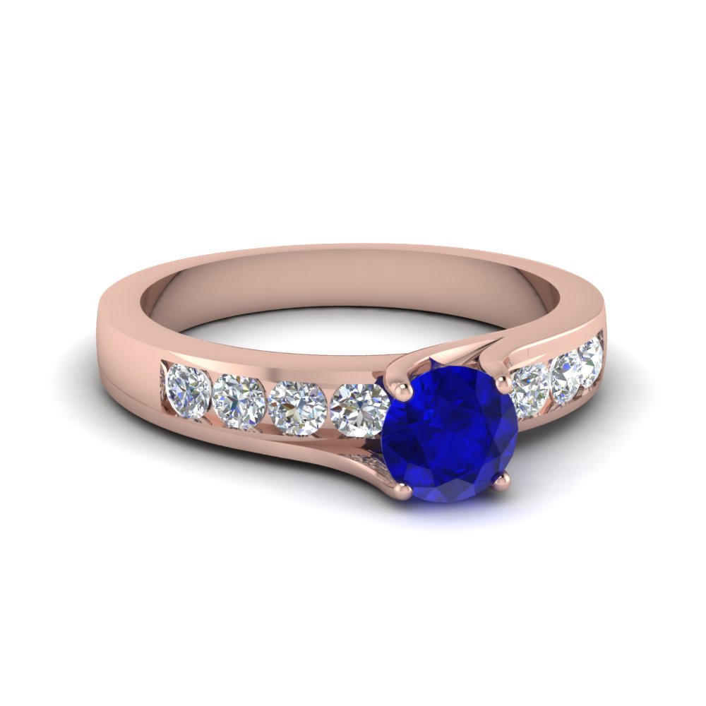 Sapphire Swirl Prong Engagement Ring