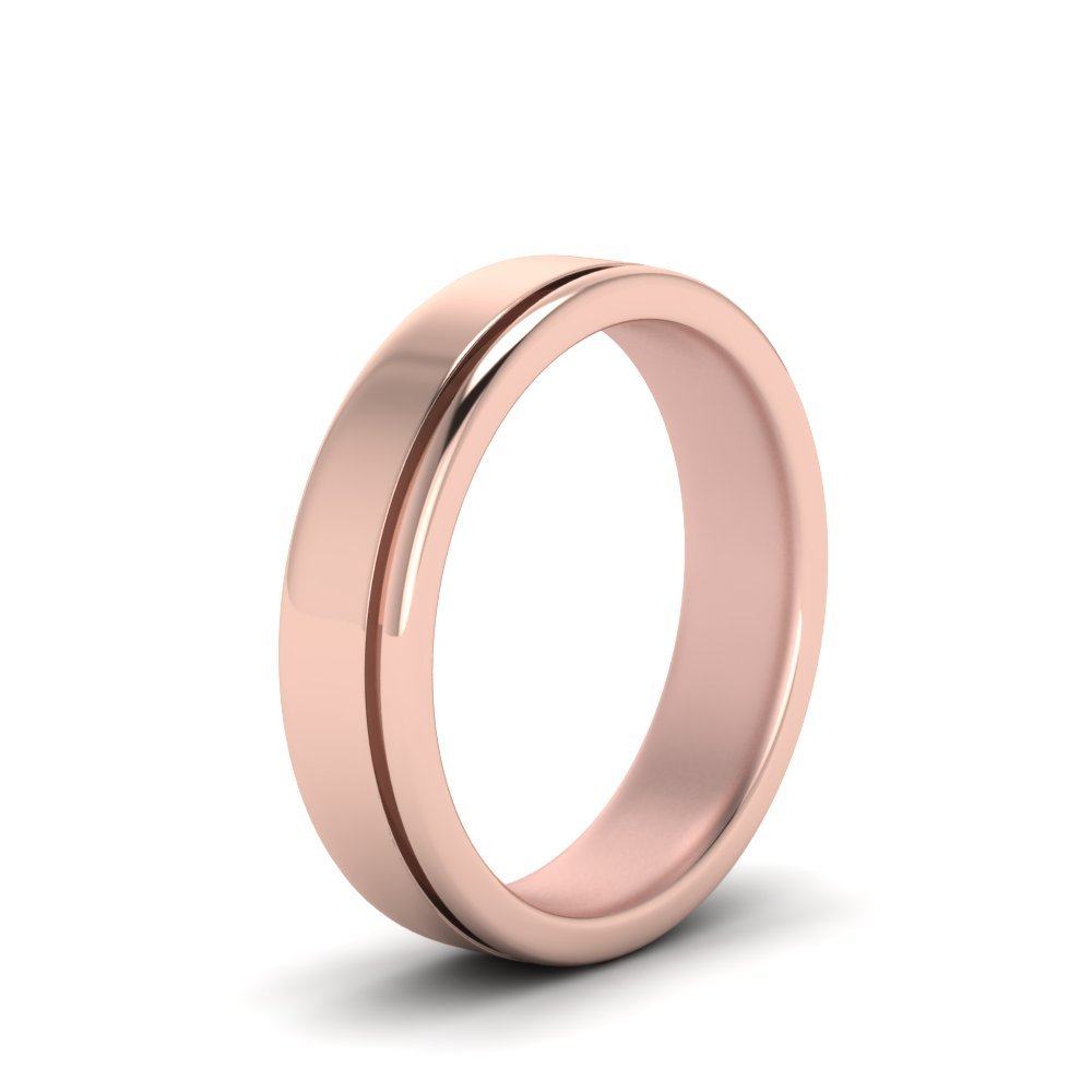 Satin Inlay Wedding Rings with 14K Rose Gold undefined