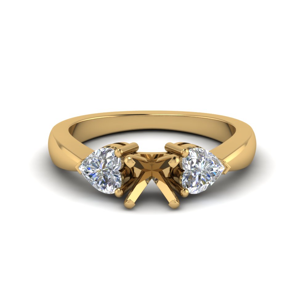 3 diamond semi mount engagement ring in FD8029SMRANGLE1 NL YG