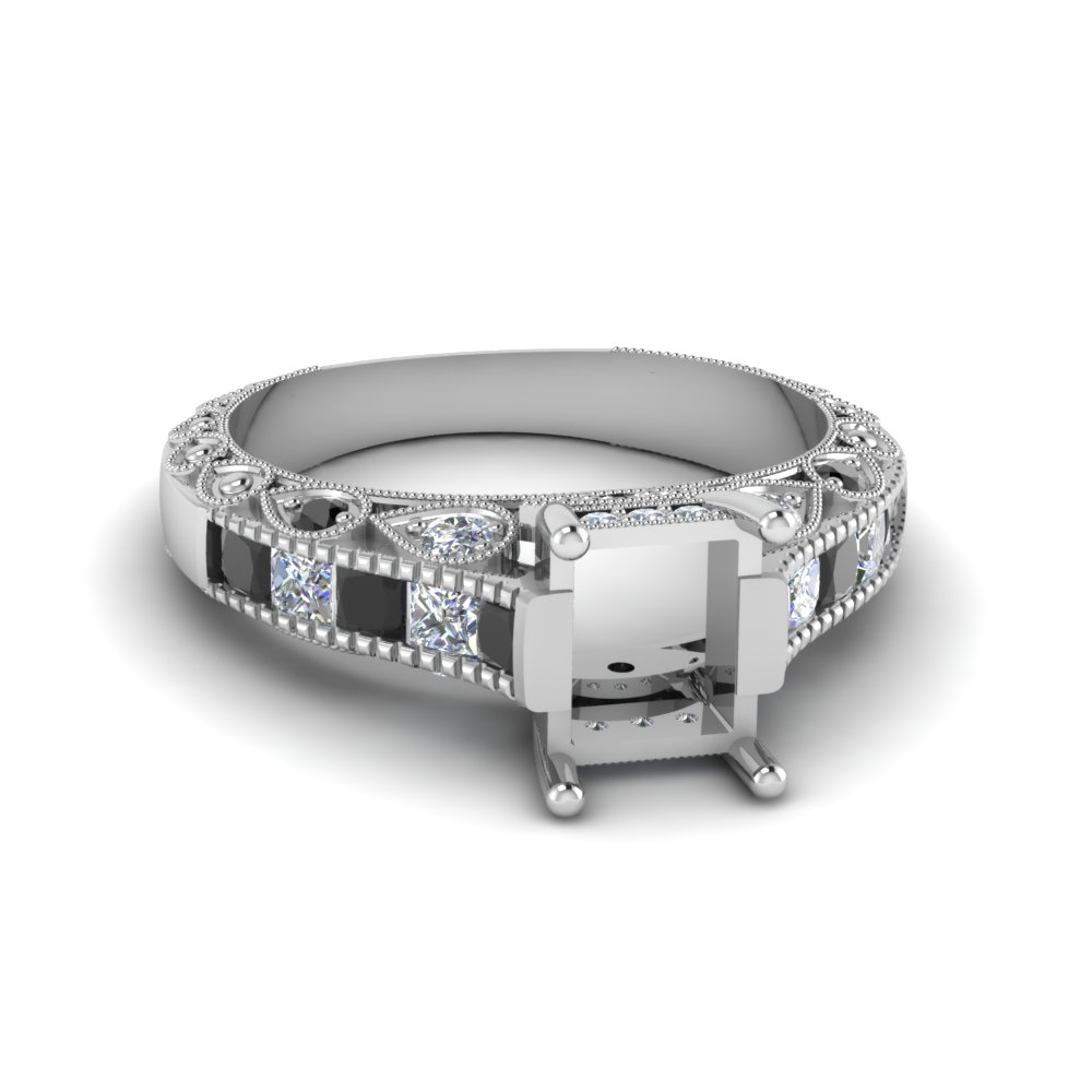 Vintage Platinum Semi-Mount engagement ring with white sapphire hotsell stones.