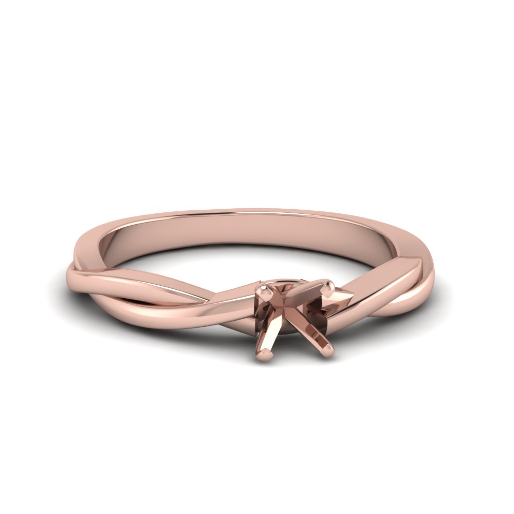 semi mount braided single diamond engagement ring in 14K rose gold FD8252SMR NL RG