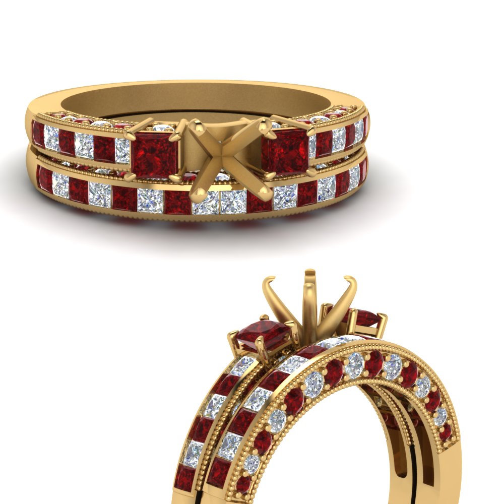 semi-mount-diamond-three-stone-channel-bridal-set-with-ruby-in-18K-yellow-gold-FDENS1186SMGRUDRANGLE3-NL-YG