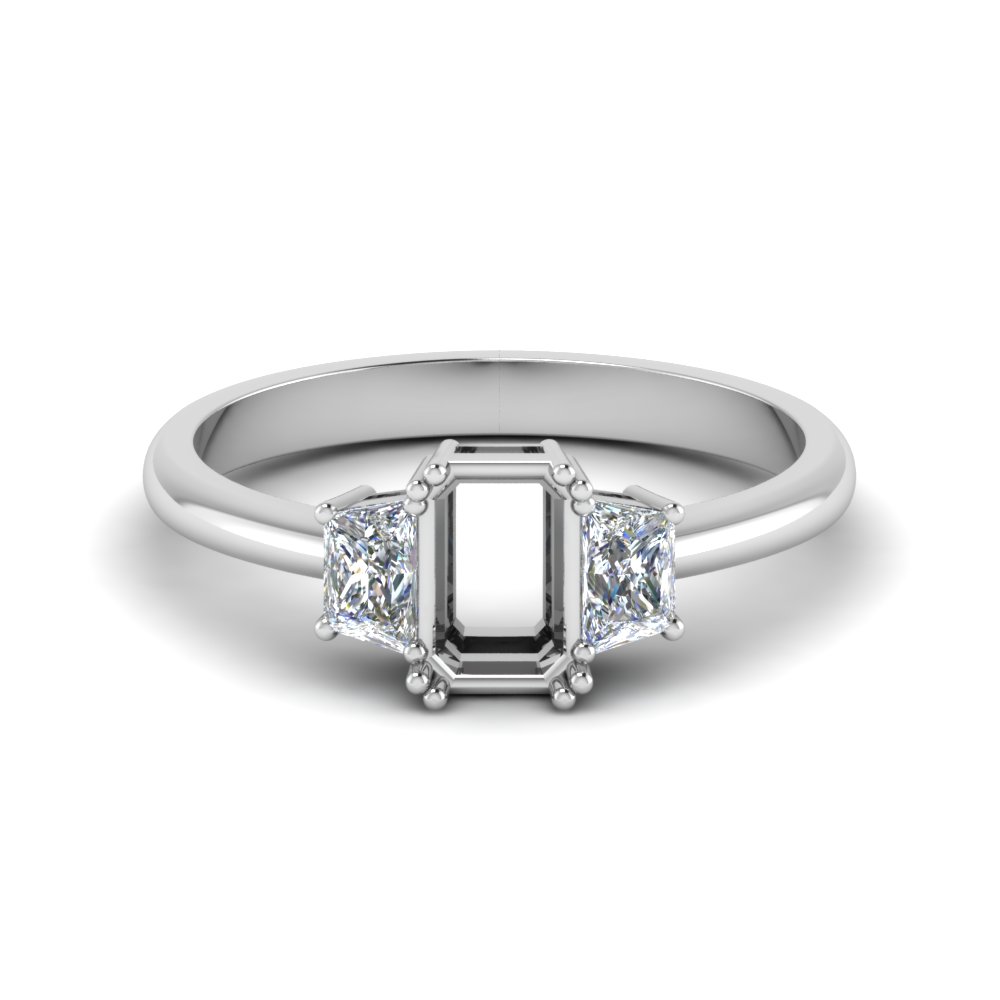 semi mount diamond trapezoid engagement ring in 14K white gold FD ENR7981SMR NL WG