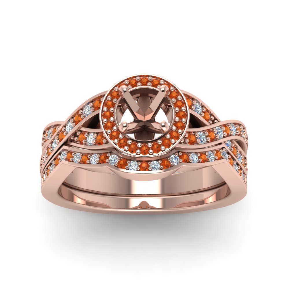 Semi Mount Diamond Vintage Intertwined Circle Wedding Ring