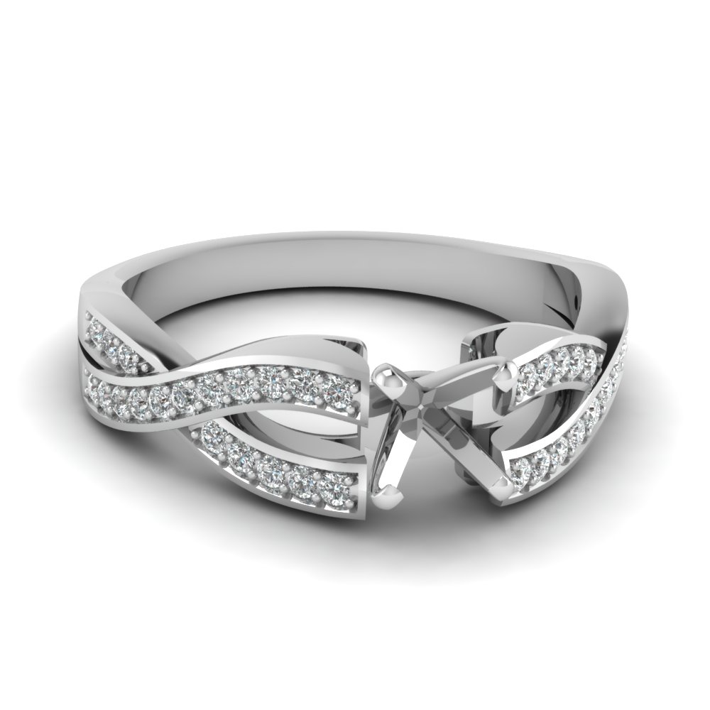 Semi Mount Entwined Pave Diamond Engagement Ring In 950 Platinum ...