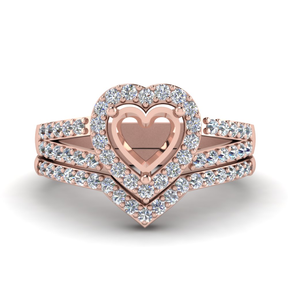 semi mount halo diamond wedding ring set in FD1034SM NL RG
