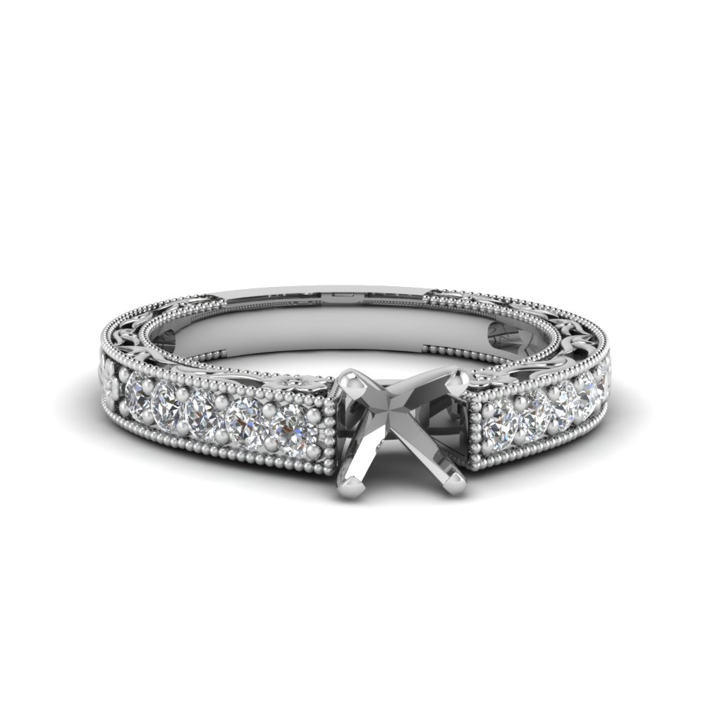 Floral Contour Diamond Ring Setting
