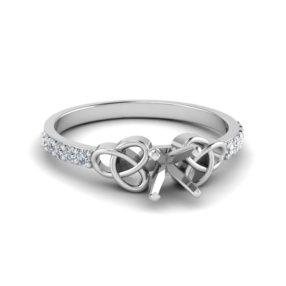 petite celtic semi mount diamond engagement ring in FD8061SMR NL WG