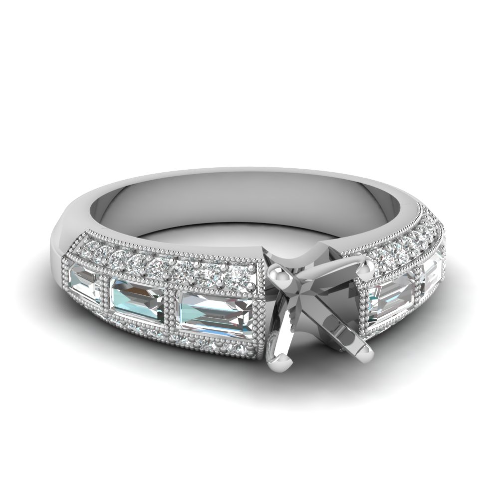 edwardian semi mount diamond vintage engagement ring in FD62254SMR NL WG