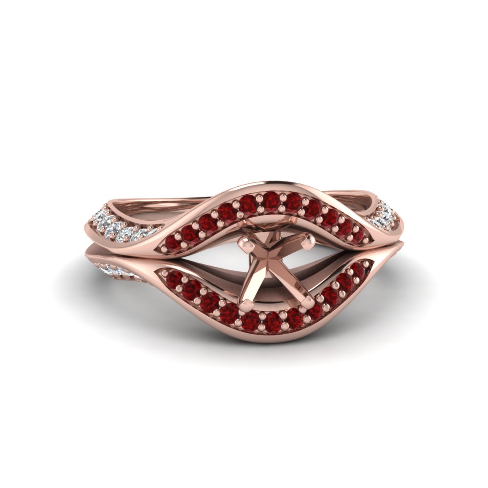 Rose Gold Halo Ruby Ring Settings