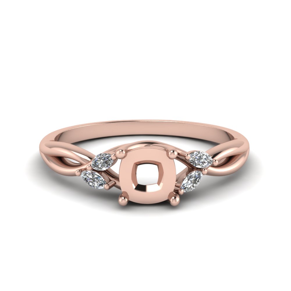 semi mount twisted petal diamond engagement ring in 14K rose gold FD8300CSMR NL RG