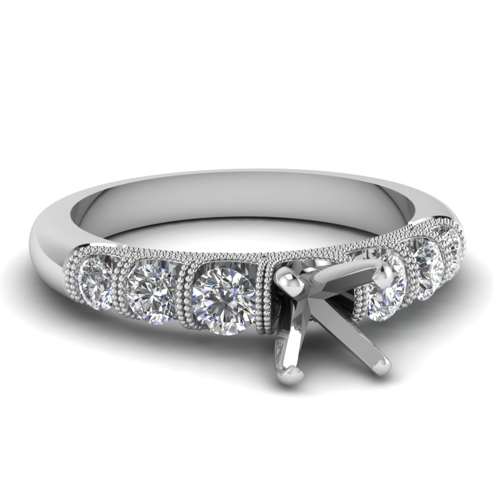 semi mount unusual u prong diamond vintage engagement ring in FDENS1783SMR NL WG