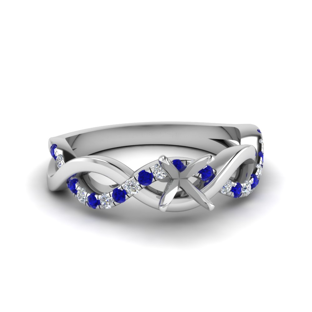 semi mount infinity diamond engagement ring with sapphire in FD1122SMRGSABL NL WG