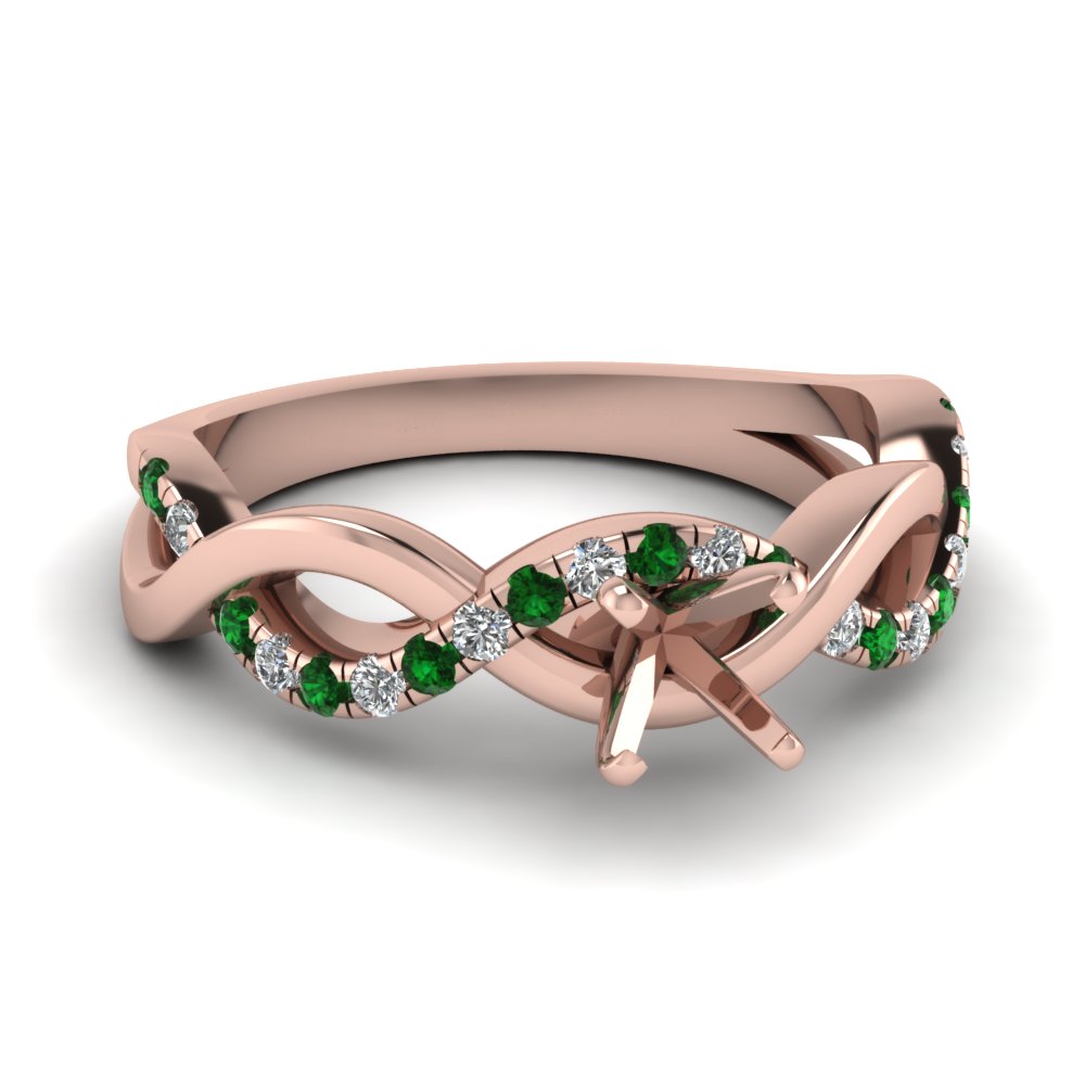 Semi Mount Green Emerald Ring