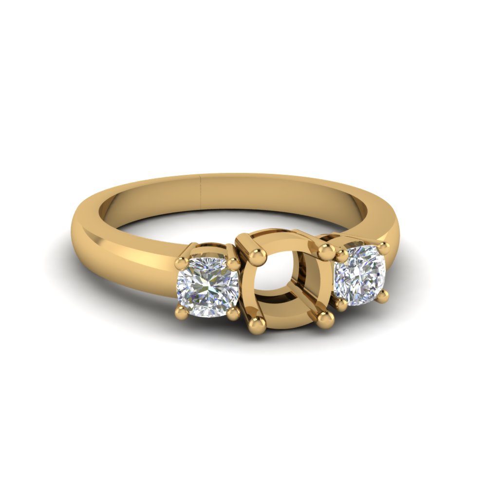 classic semi mount 3 stone engagement ring in FD8035SMR NL YG