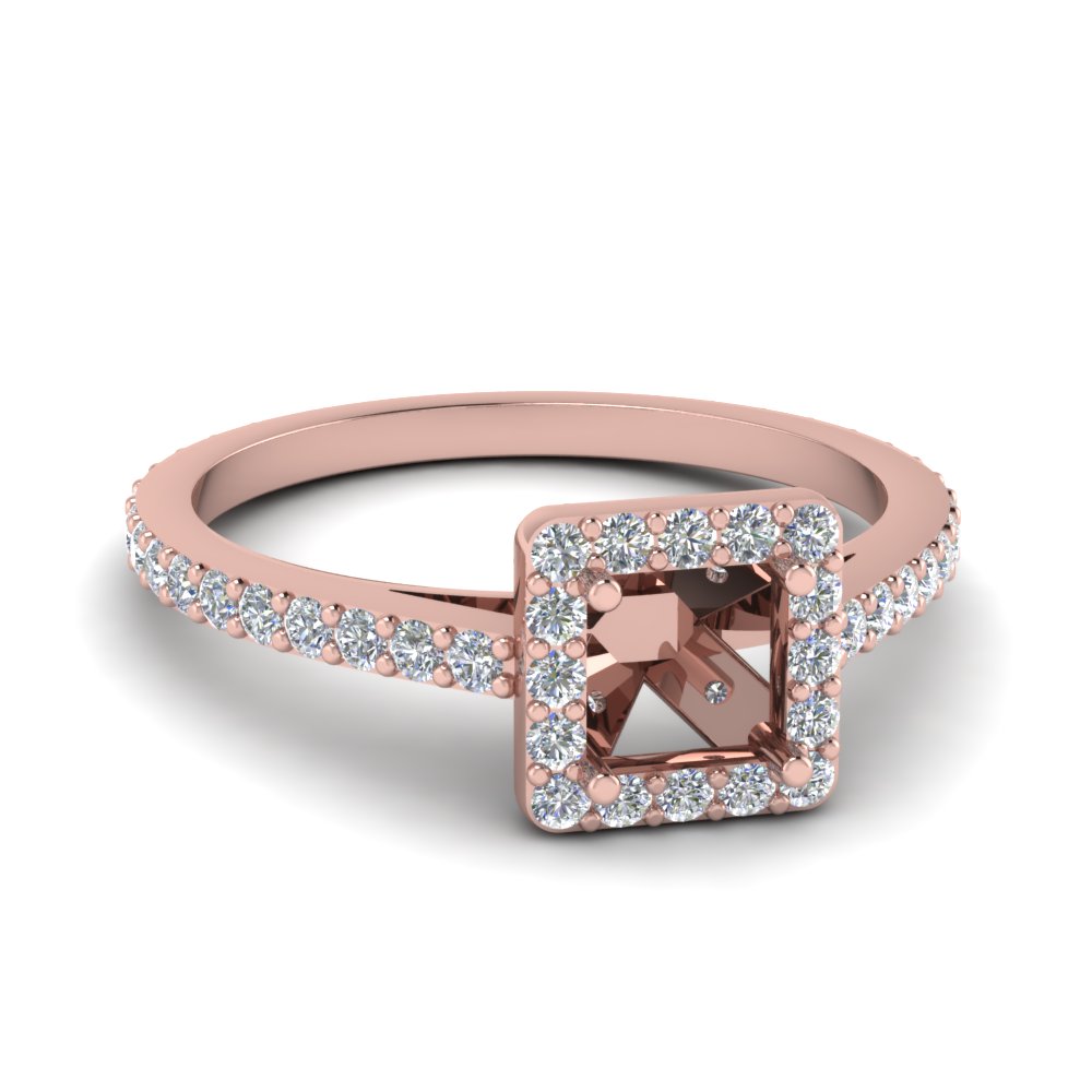 Rose Gold Halo Diamond Ring Settings 