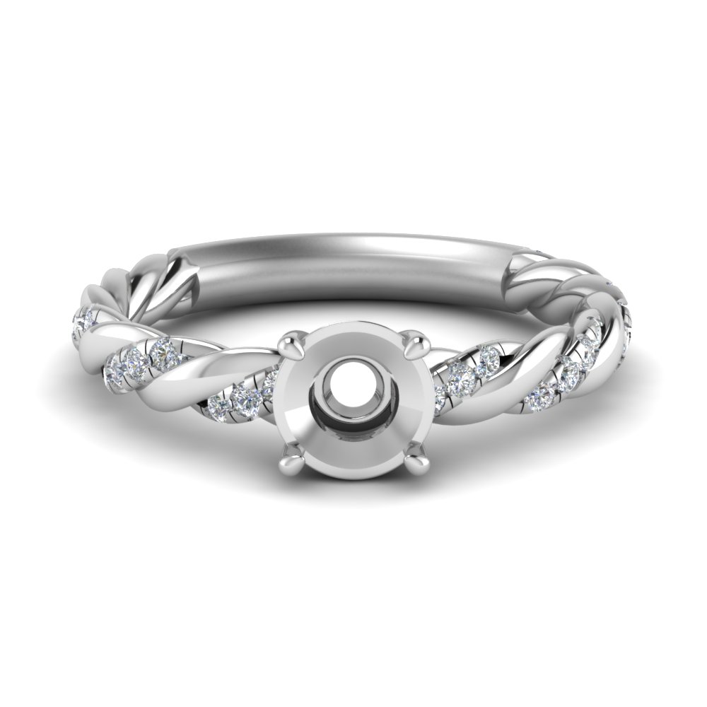 twisted vine semi mount diamond engagement ring for women in FD9127SMR NL WG