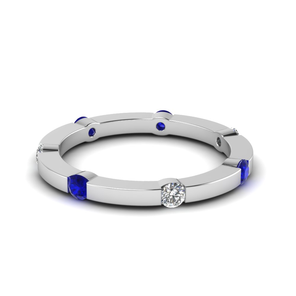 Diamond Eternity Bands With Sapphire