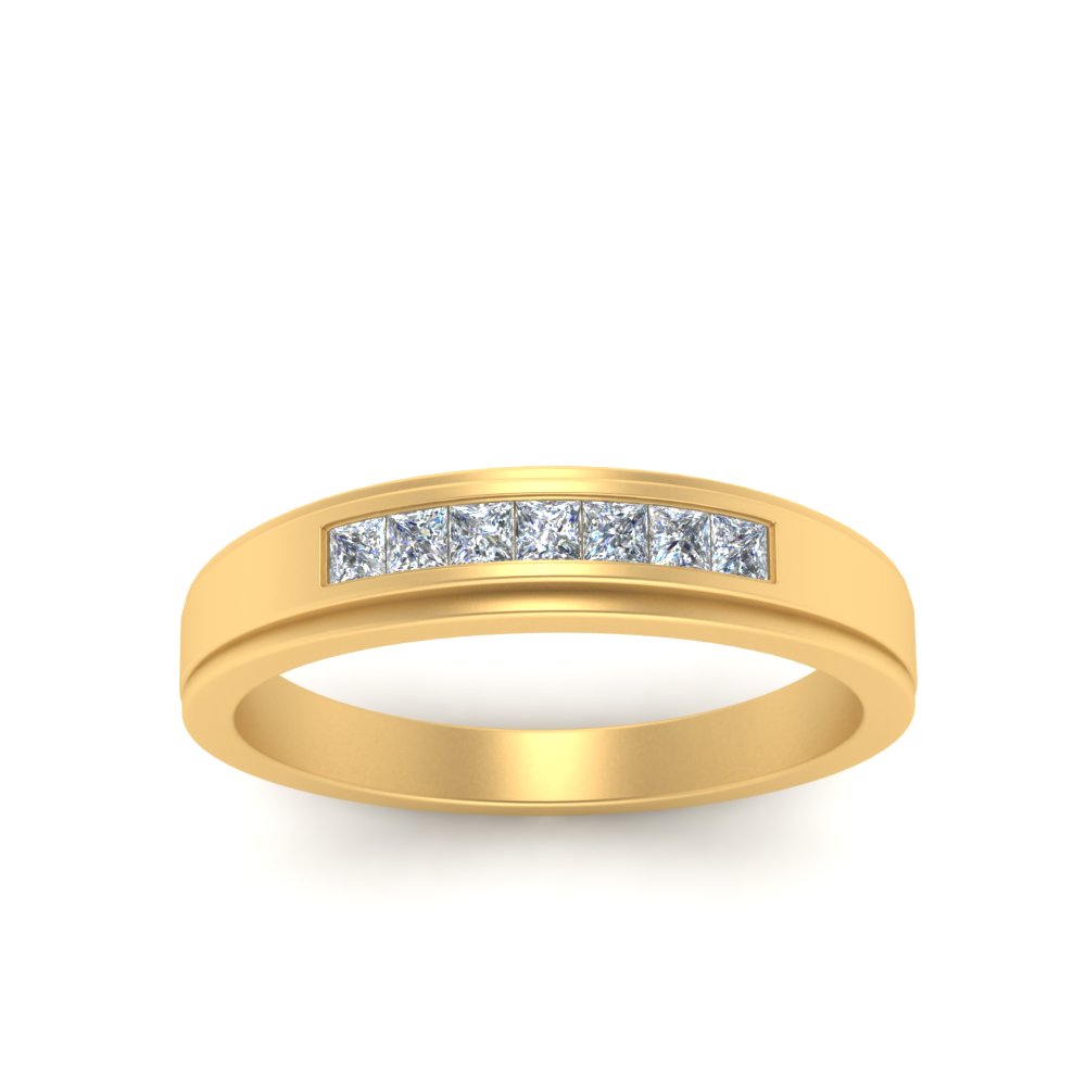 Seven Stone Princess Cut Mens Wedding Ring | Fascinating Diamonds