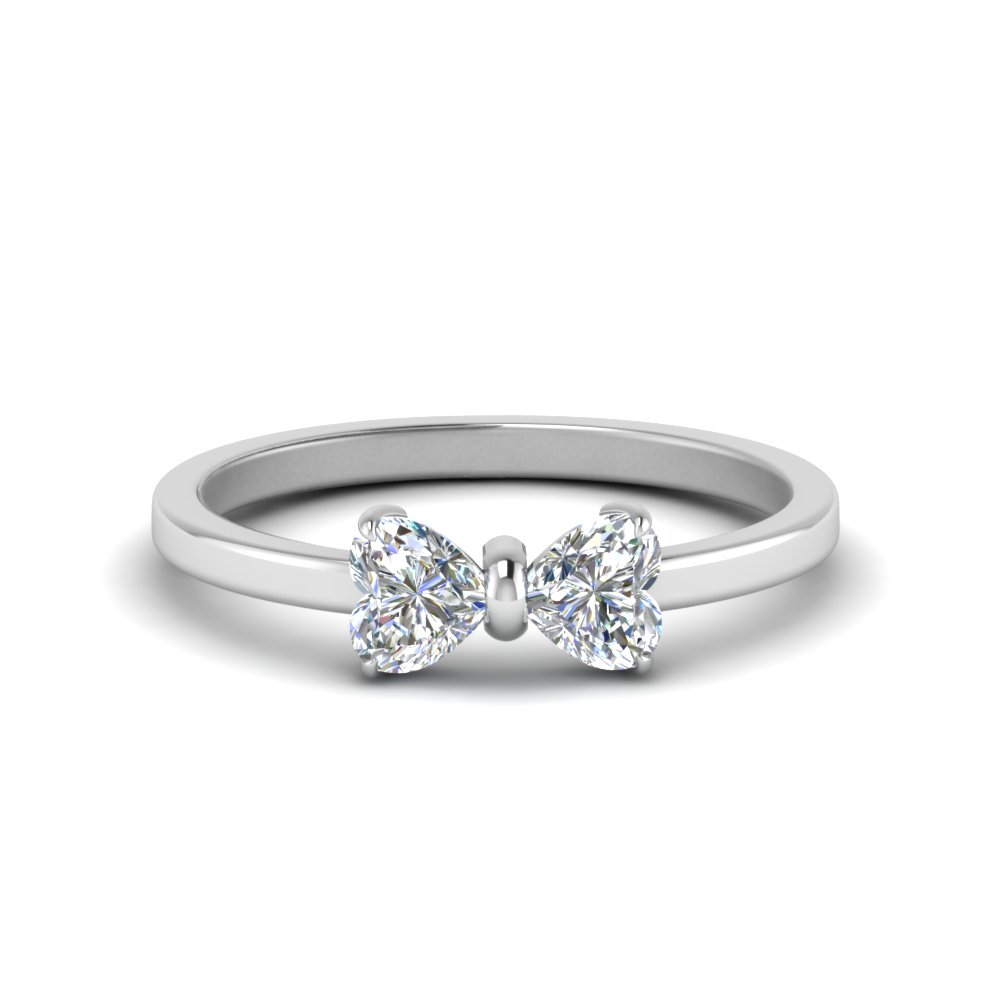 simple 2 heart diamond promise ring in 18K white gold FD8238 NL WG