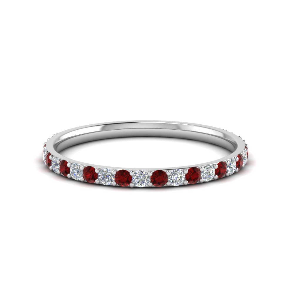 simple diamond wedding band with ruby in FD8490BGRUDR NL WG
