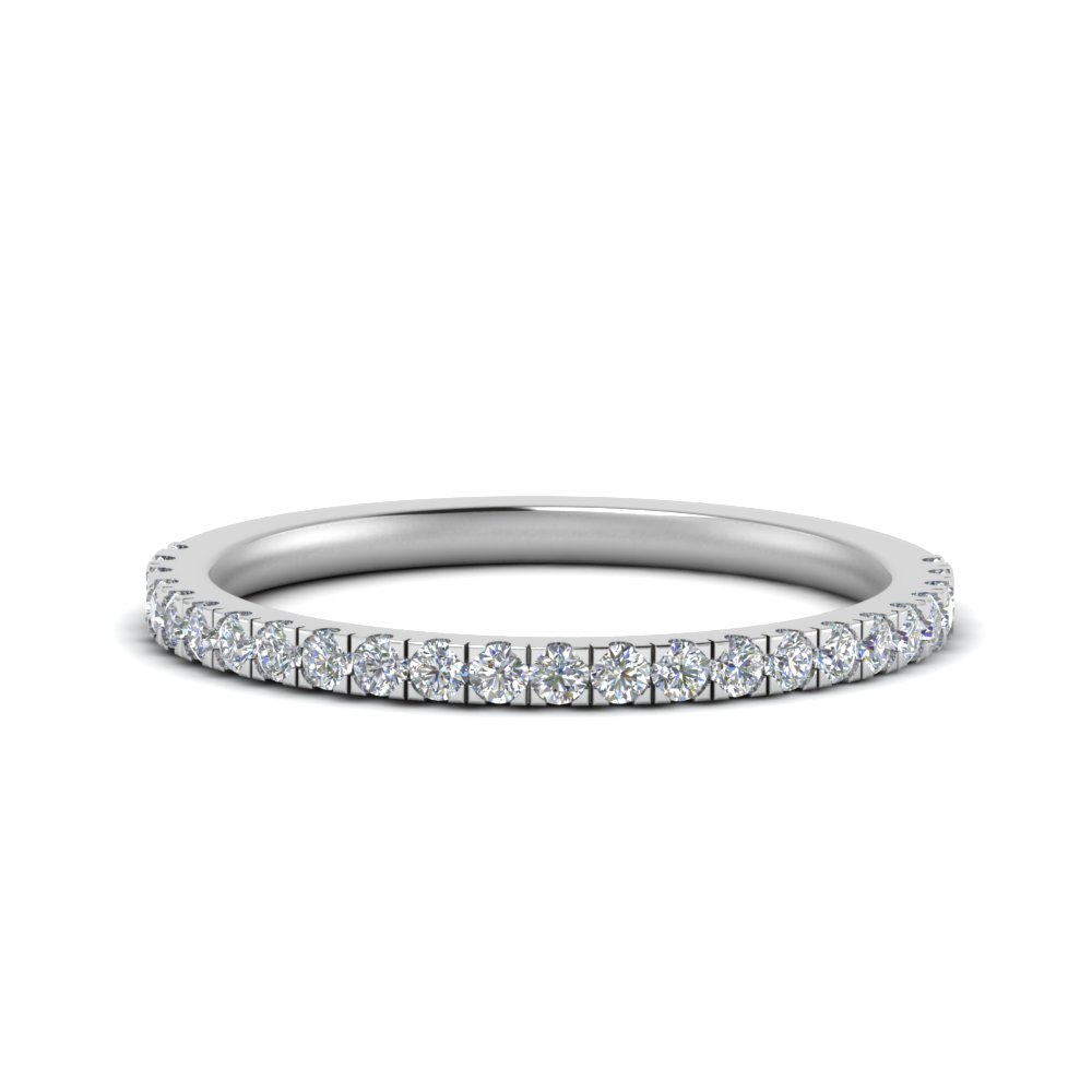 Simple Matching Diamond Wedding Band In 18K White Gold ...