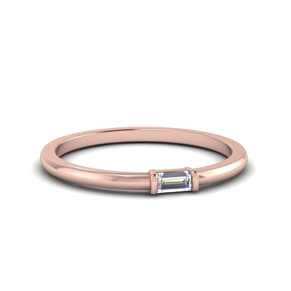 single baguette delicate wedding ring in 14K rose gold FD8397RNL RG
