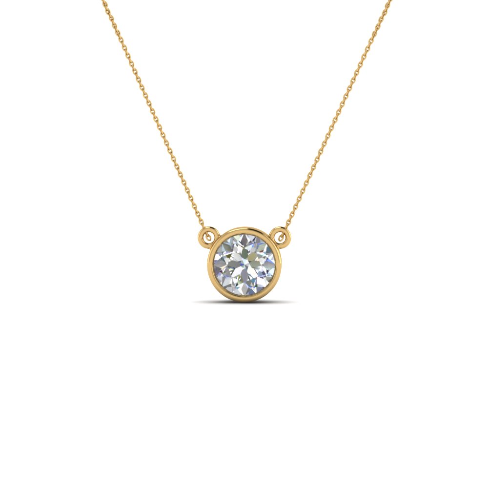 yellow gold single diamond necklace