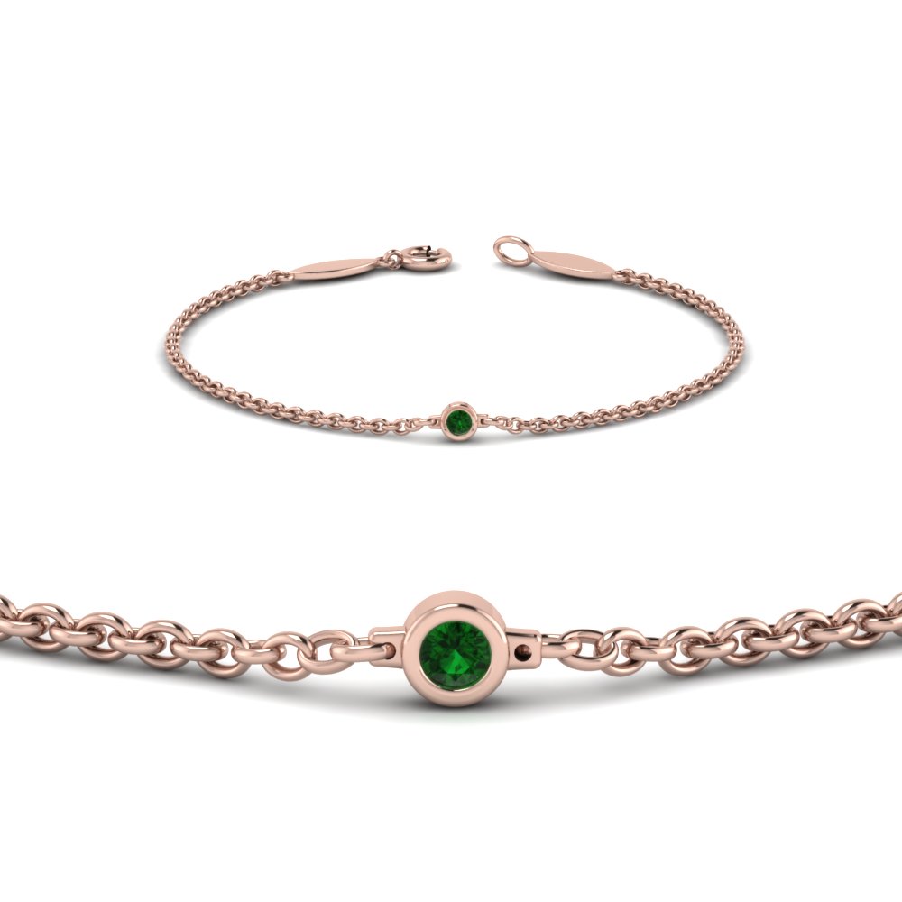 single emerald chain bracelet in 18K rose gold FDBR651576GEMGRANGLE2 NL RG