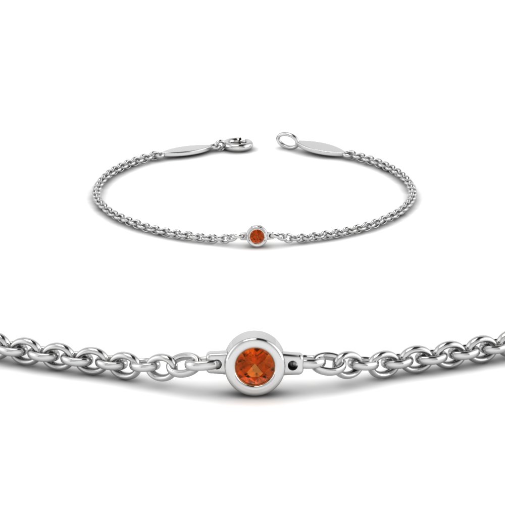 single orange sapphire chain bracelet in 14K white gold FDBR651576GSAORANGLE2 NL WG