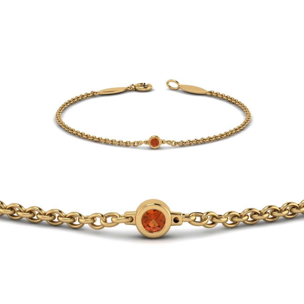 single orange sapphire chain bracelet in 18K yellow gold FDBR651576GSAORANGLE2 NL YG
