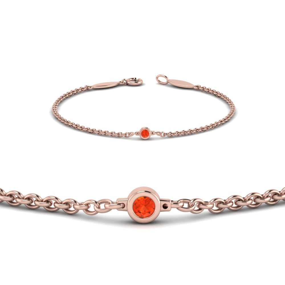 single orange topaz chain bracelet in 14K rose gold FDBR651576GPOTOANGLE2 NL RG