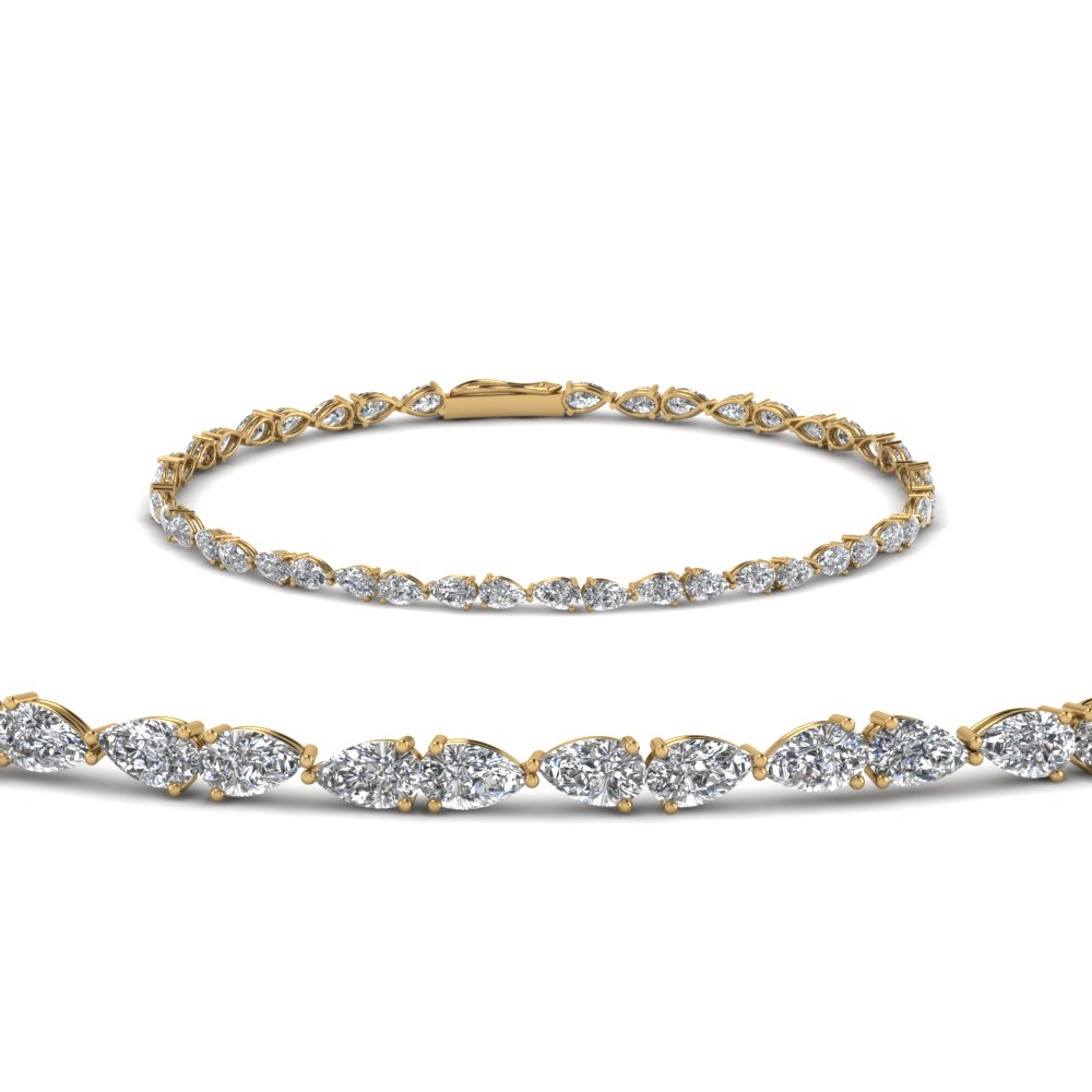 single line pear shaped diamond bracelet in FDBR8161RANGLE1 NL YG