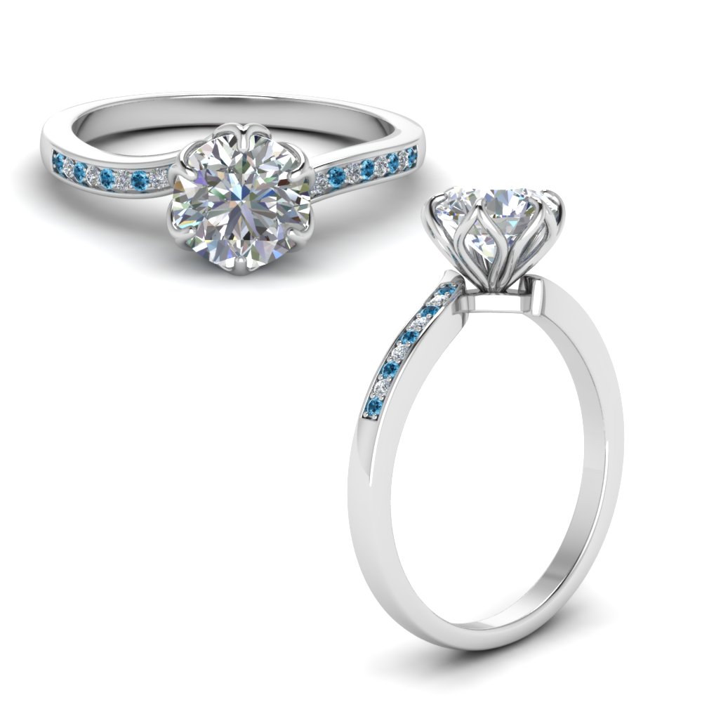 Six Prong Floral Engagement Ring