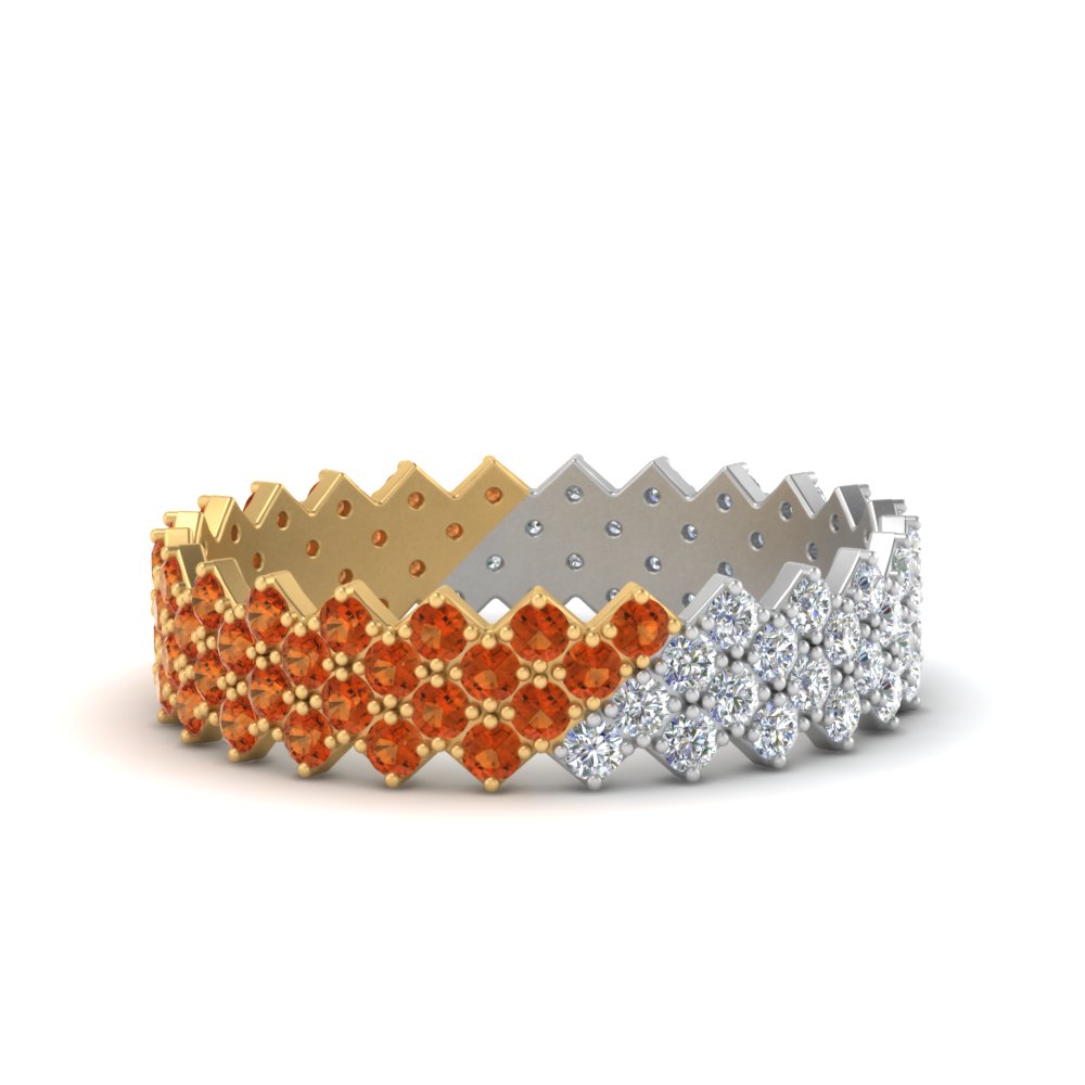 compass point day night diamond band with orange sapphire in yellow gold FDEWB9473BGSAOR NL YG GS