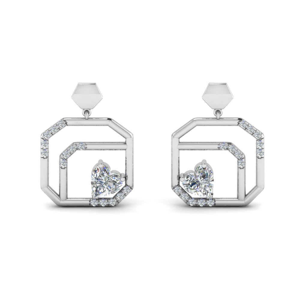 small diamond stud drop earring in 14K white gold FDEAR8839 NL WG