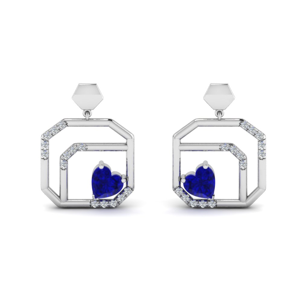 Small Diamond Stud Drop Earring With Shire In 14k White Gold Small Diamond Stud Drop Earring With Shire In