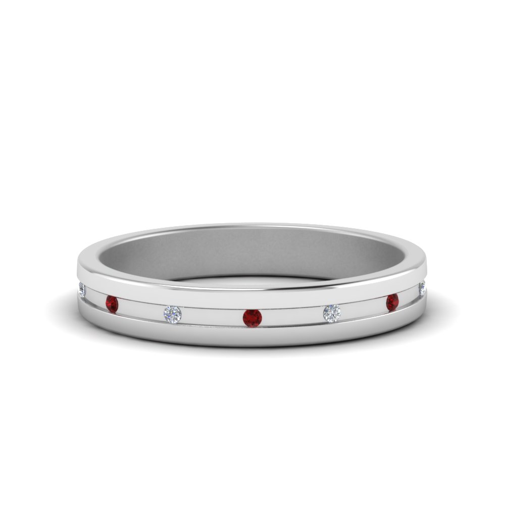 small diamond anniversary woman band with ruby in FD9182BGRUDR NL WG