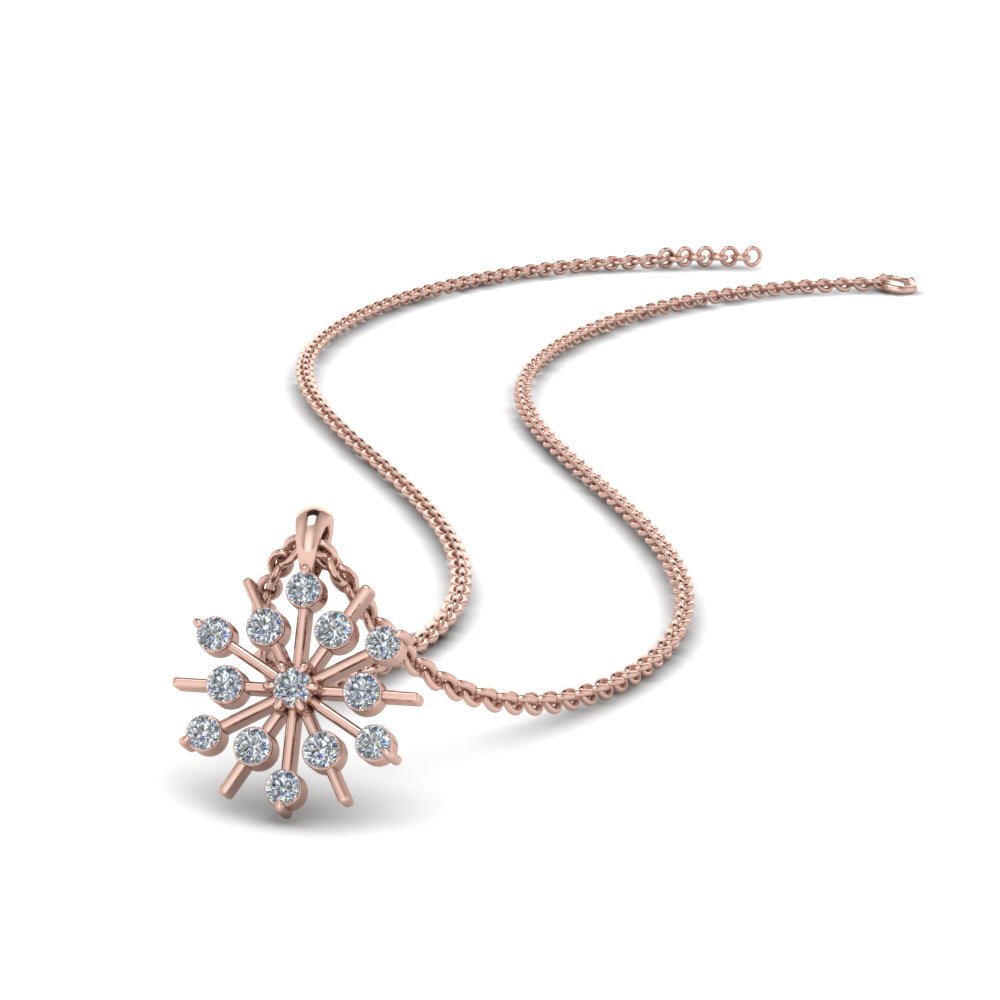 Rose Gold Snowflake Diamond Pendant
