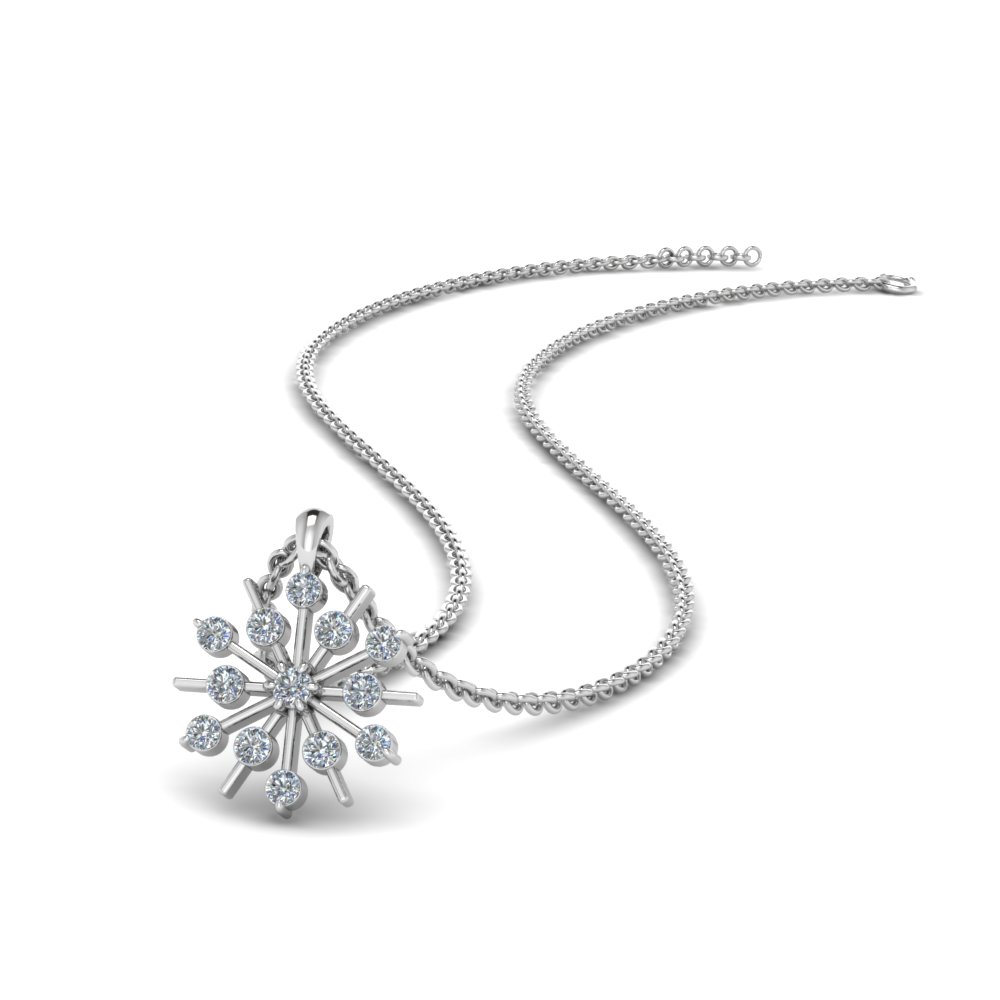 White Gold Snowflake Diamond Pendant