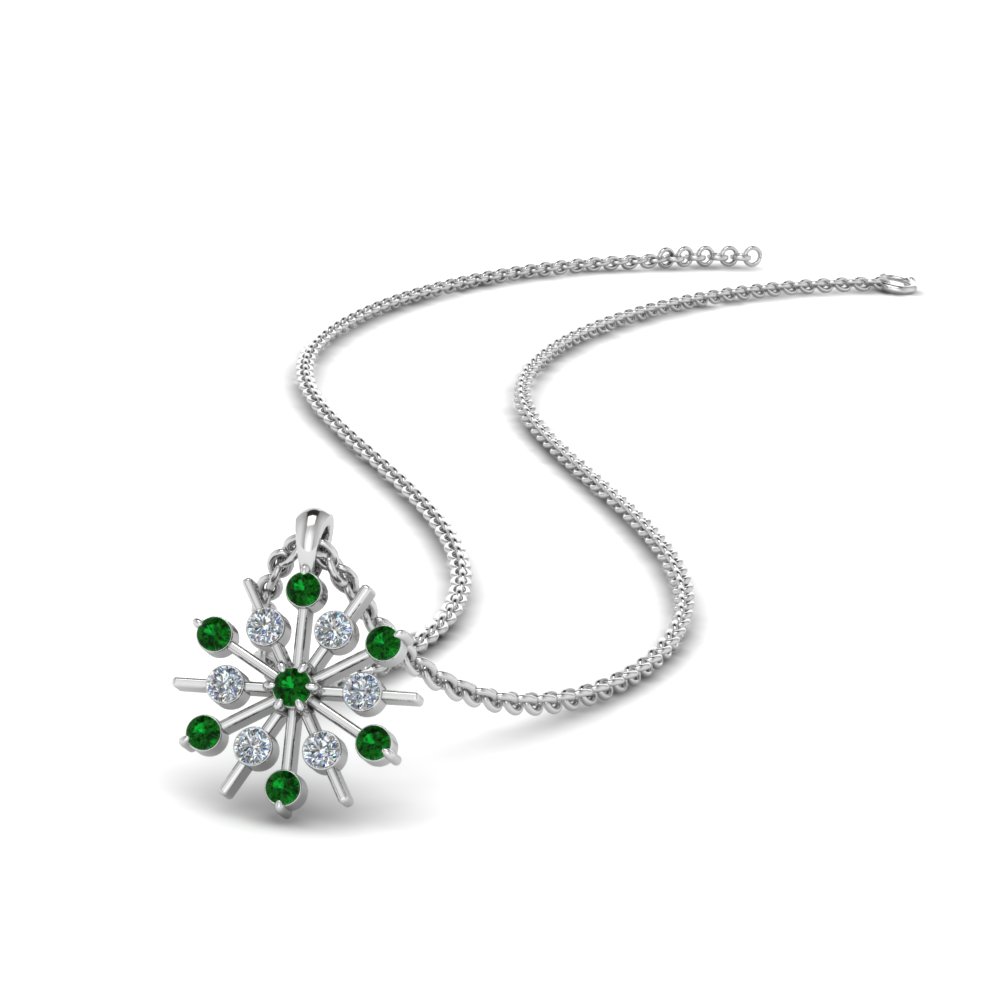 Snowflake Emerald Pendant