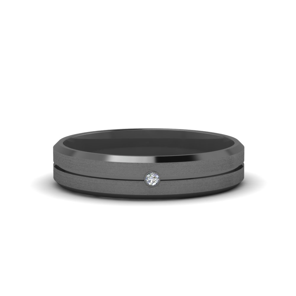 Solitaire Beveled Mens Wedding Band