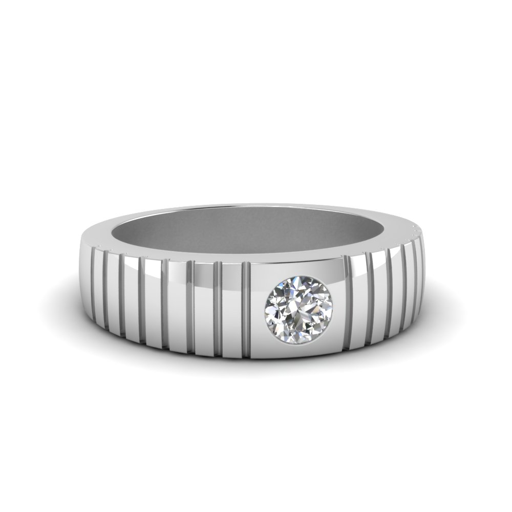 Bezel Set Solitaire Mens Ring