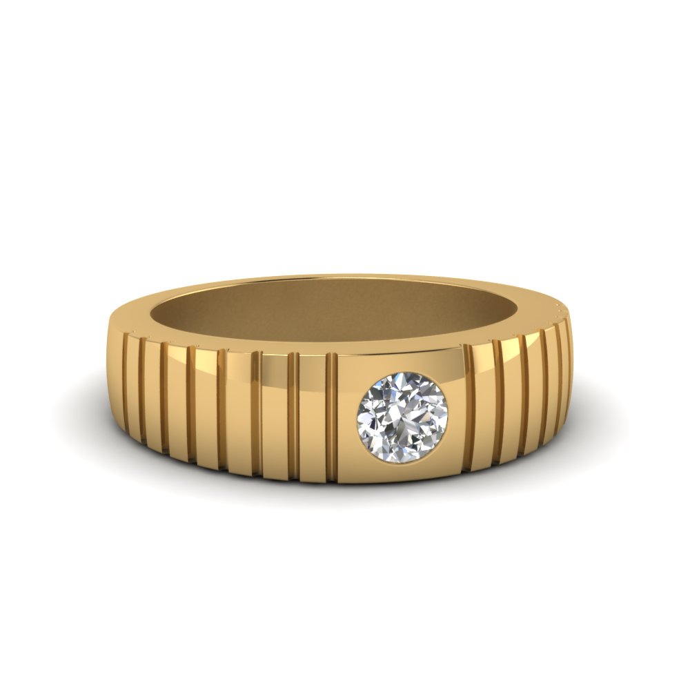 Solitaire Diamond Wide Mens Band