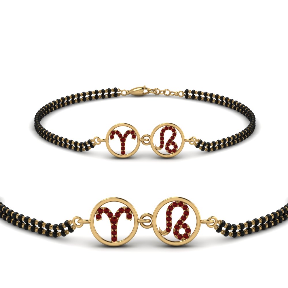 Ruby Bracelet With Double Chain