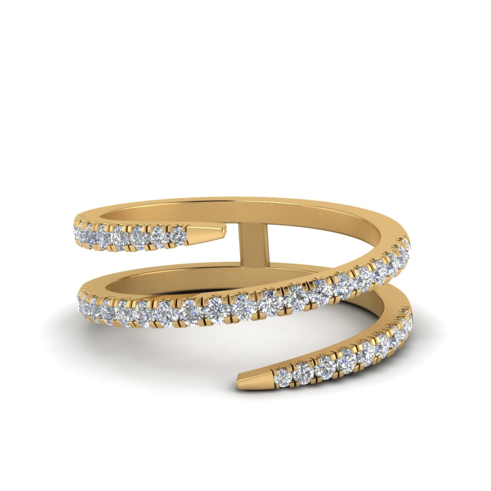 zone Medisch school Spiral Diamond Wedding Ring In 18K Yellow Gold | Fascinating Diamonds