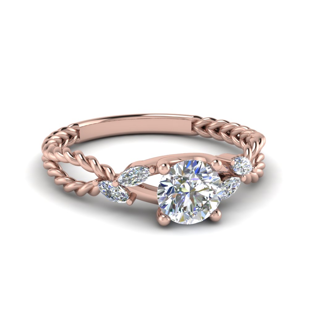1 Carat Split Shank Lab Diamond Ring with 14K Rose Gold White Diamond